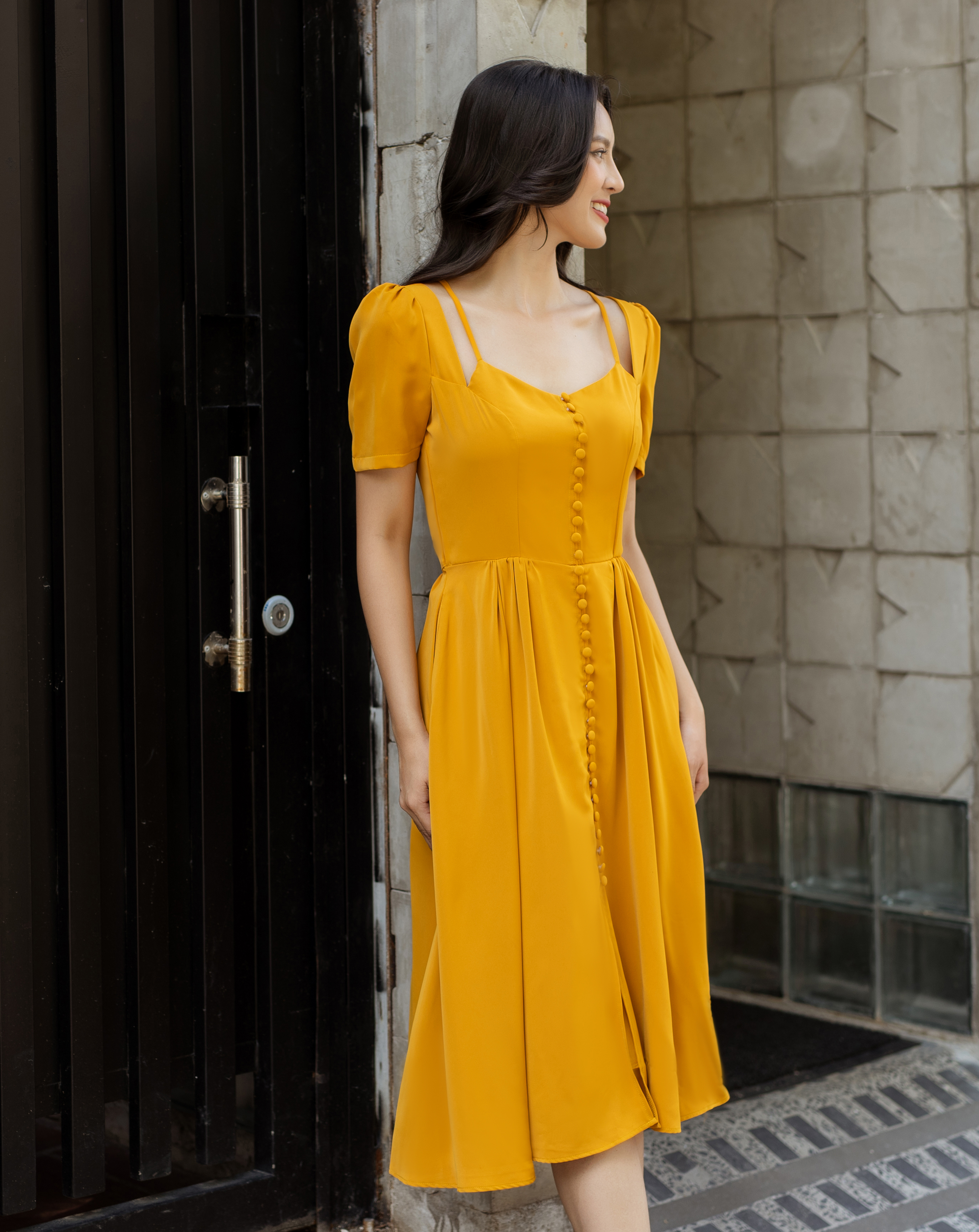 Đầm xòe tiểu thư tay con cut out đính nút_thumbnail_2