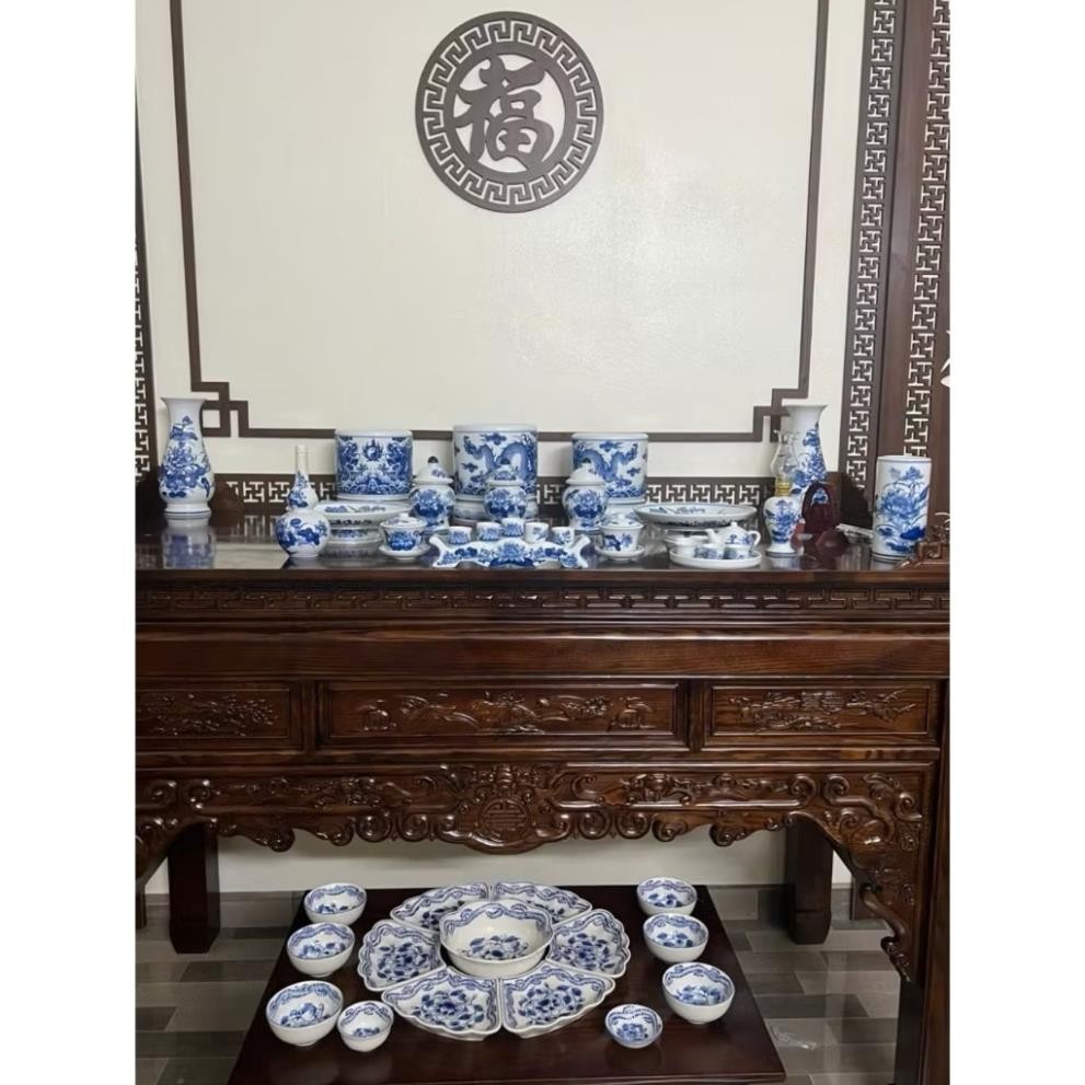 HG268 Đồ Thờ Cúng Bộ 30 món ban thờ 1M6 - 1M8 men trắng nghệ nhân Bát Tràng chế tác TẶNG Thất Bảo, Tro Nếp_thumbnail_5