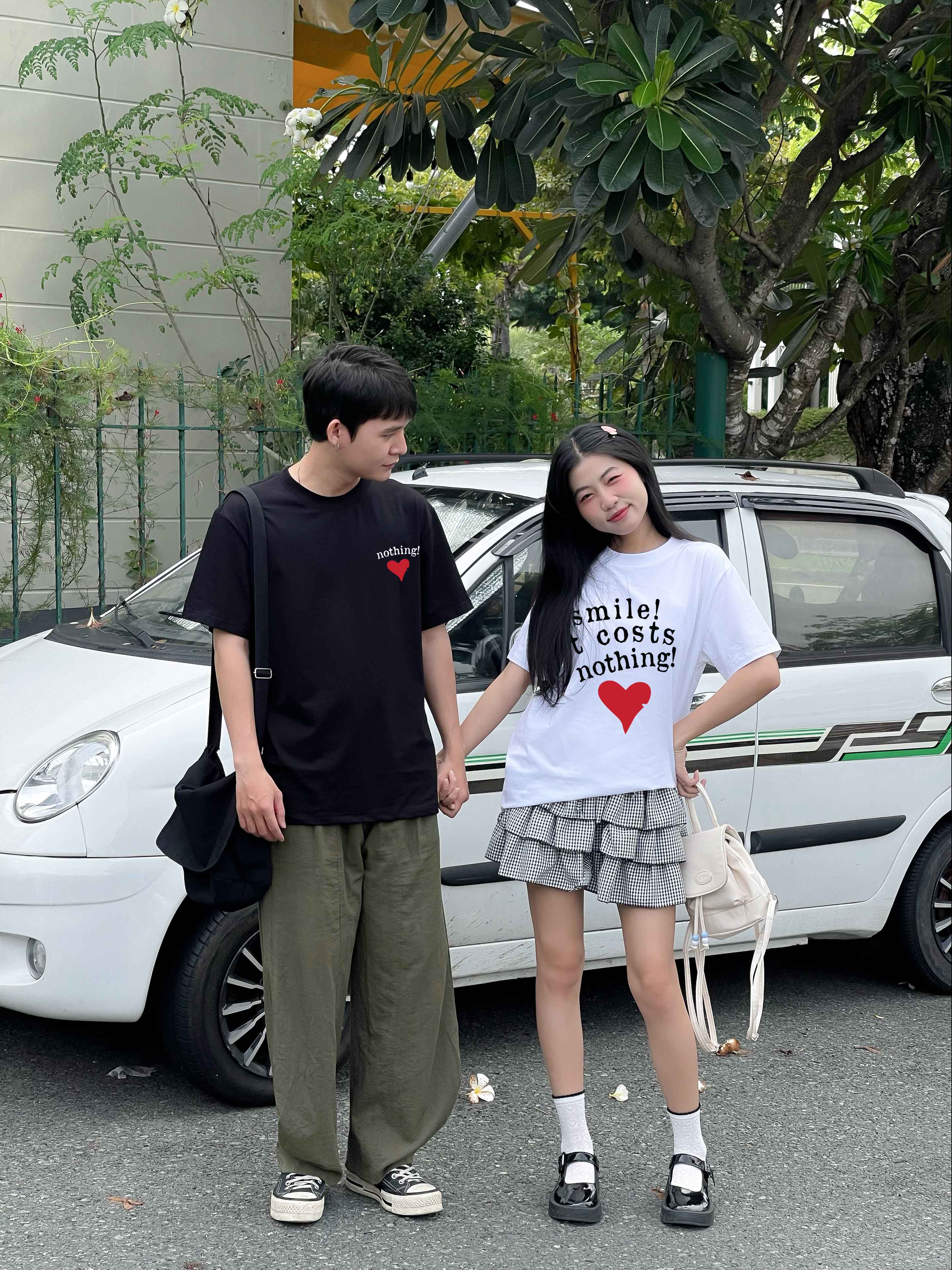 Áo phông đôi nam nữ trái tim form rộng 1967 Miucho Club cổ tròn vải cotton 2c 250gsm in typography_thumbnail_2