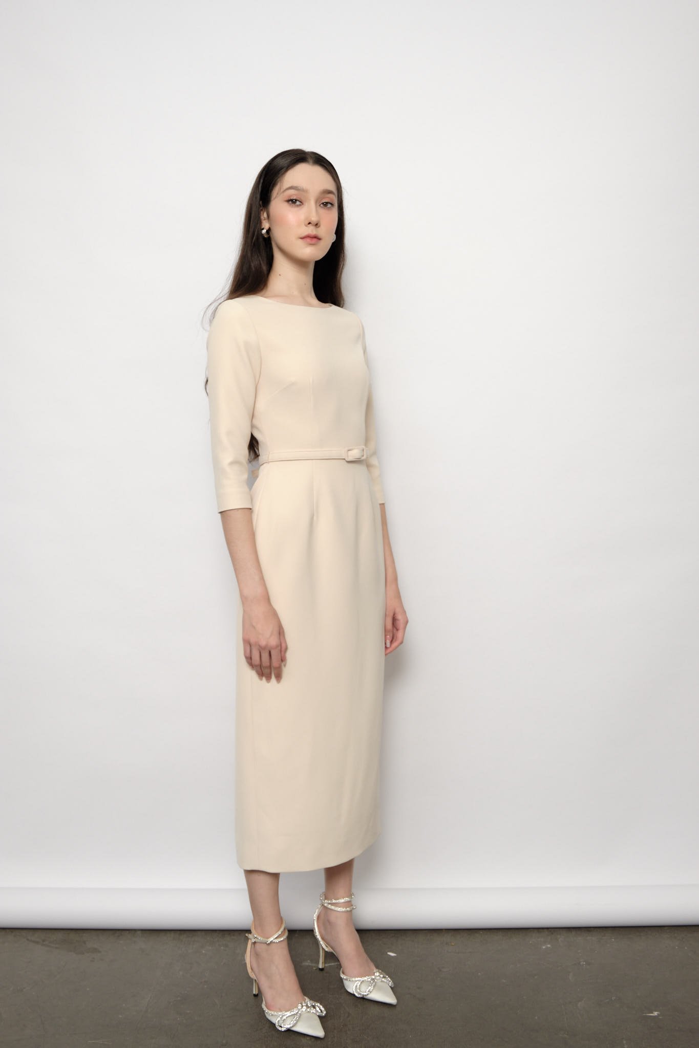 đầm bút chì cổ thuyền tay lơc, đai eo (Mila dress)_thumbnail_2