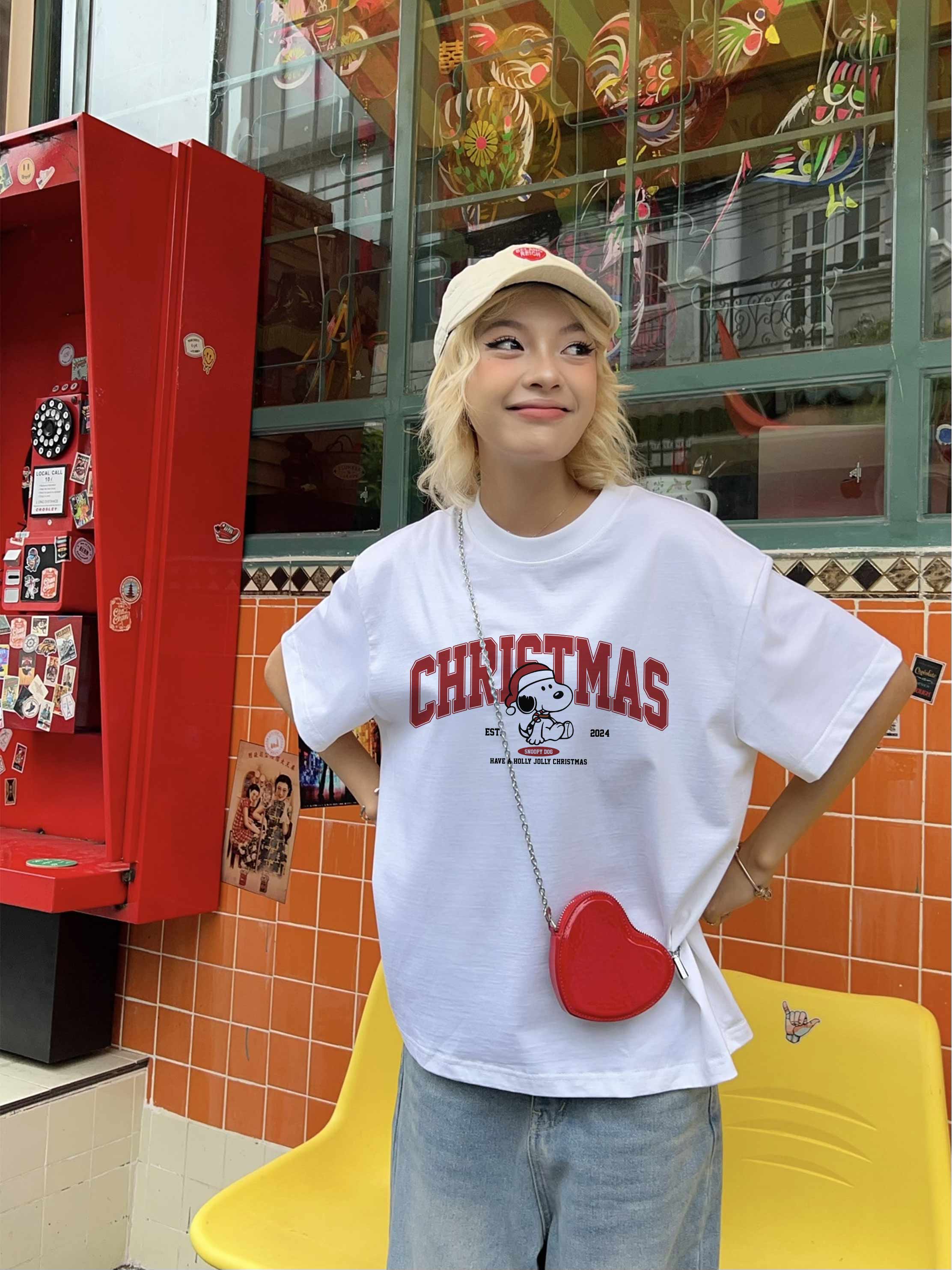 Áo thun boxy giáng sinh noel local brand chất vải cotton 2C 250GSM đứng form AXD1716 Miucho in mix_thumbnail_2