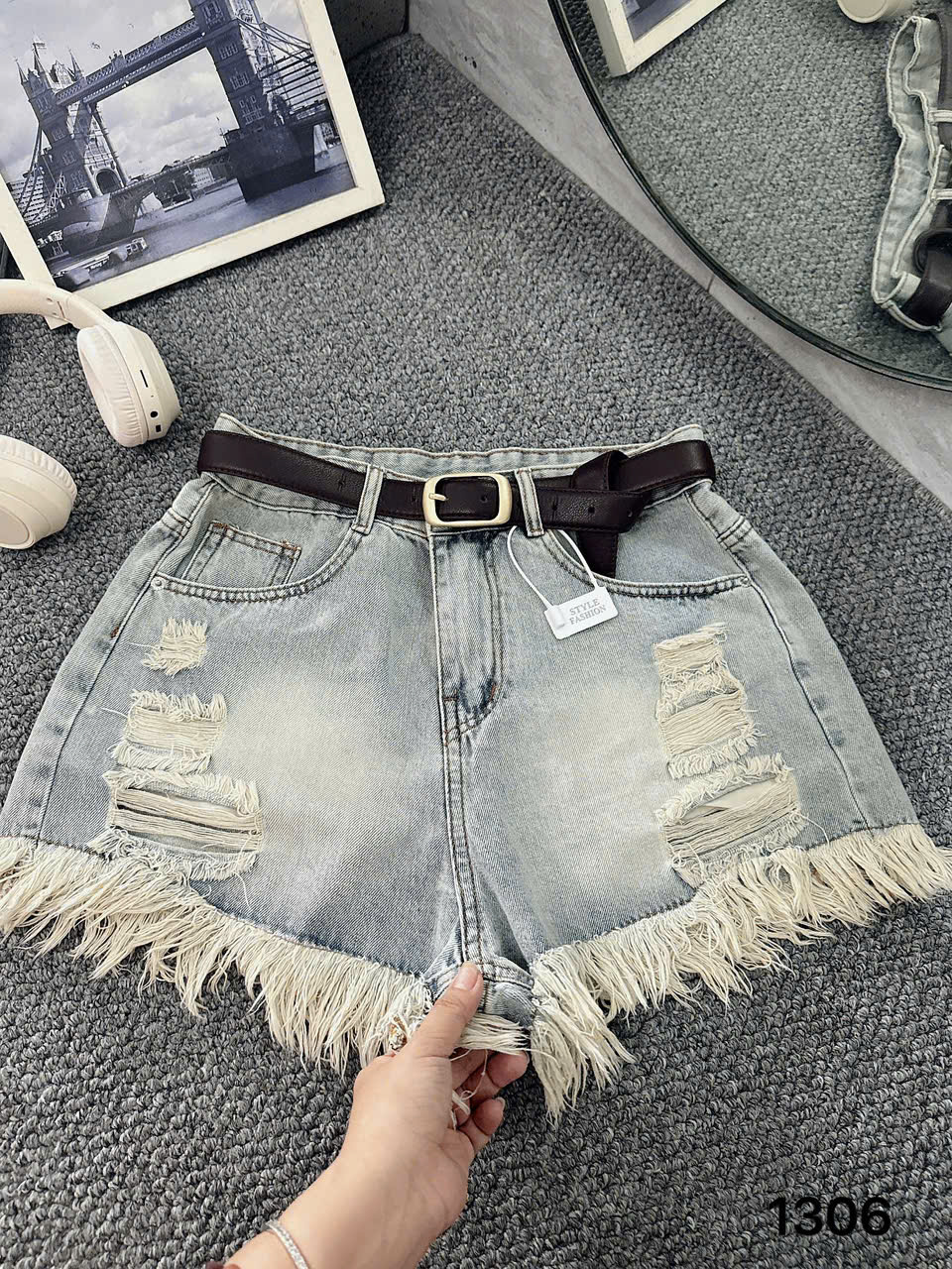 Quần short jean rách tua rua kiểu bigsize QSJ1306 dành cho nàng từ 55-90kg_thumbnail_5