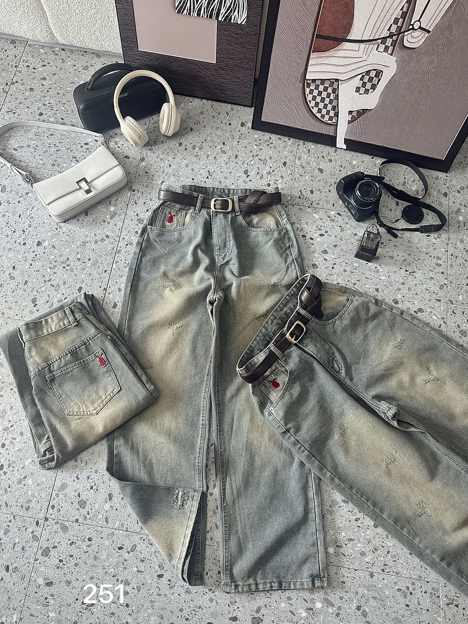 BIGSIZE - QUẦN JEAN SUÔNG THÊU THỎ T-QJ251_thumbnail_1