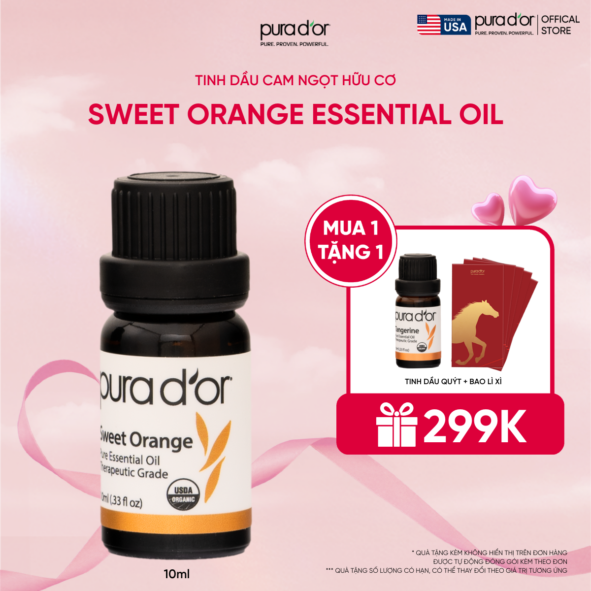 Tinh Dầu Quýt Hữu Cơ Pura D'or Therapeutic Grade Tangerine Essential Oil 10ml