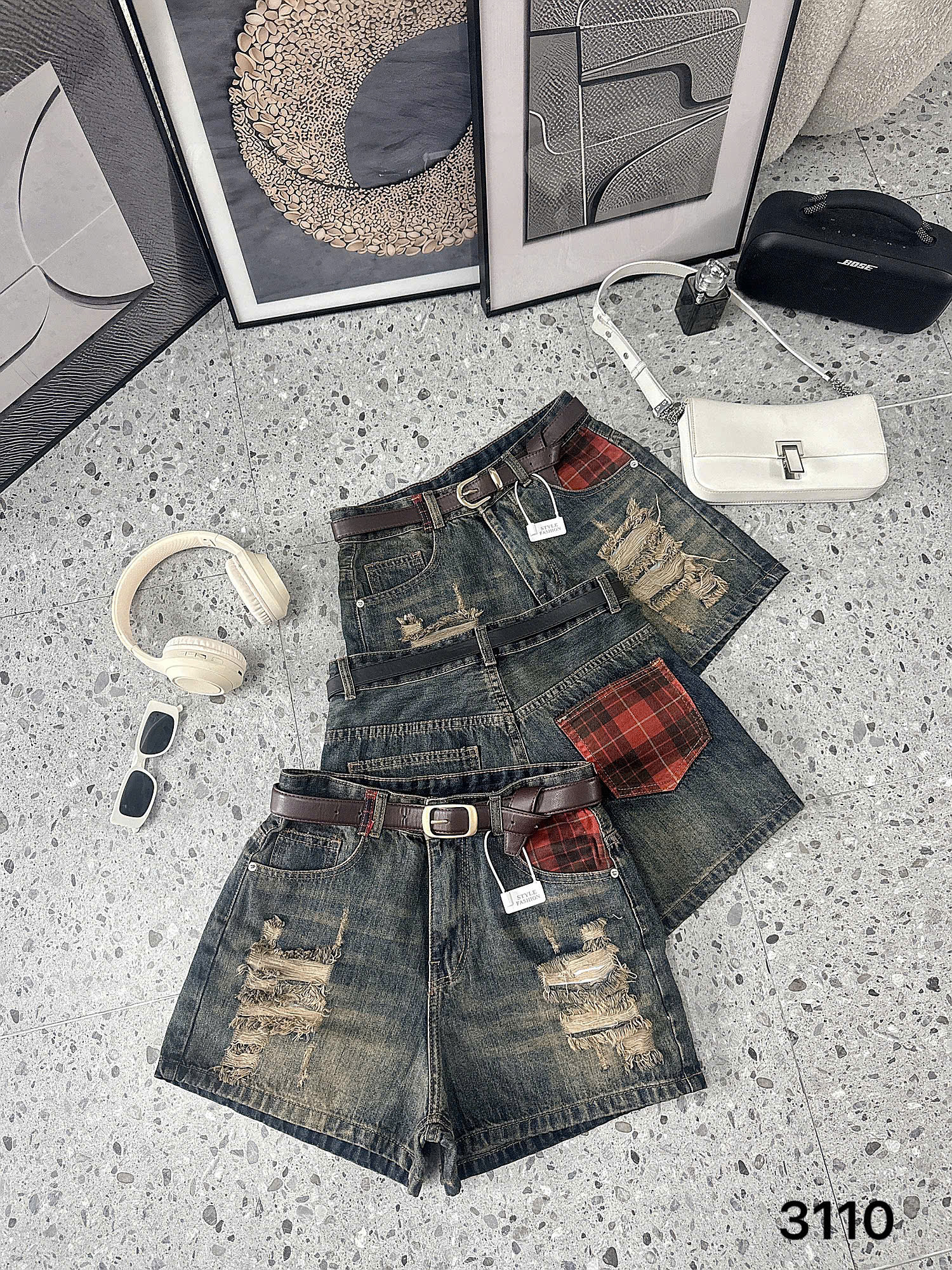 BIGSIZE NỮ - Quần short phối túi caro T-QSJ3110_thumbnail_5