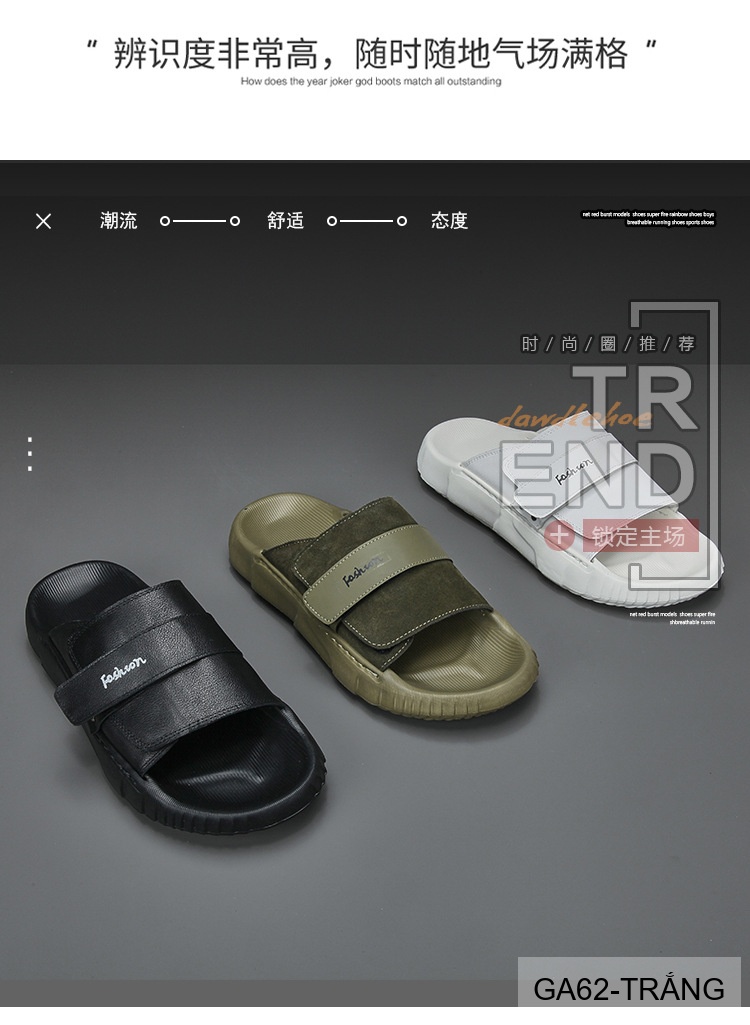 GA62 - Dép xỏ ngón nam phong cách Hàn, đế cao su êm ái, chất liệu da bò, 3 màu Trắng Xanh Lá Đen_thumbnail_12