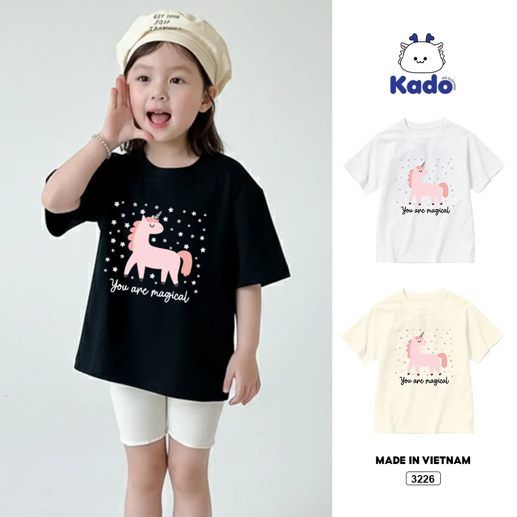Áo thun bé trai bé gái hình ngựa form rộng Kado 3226
