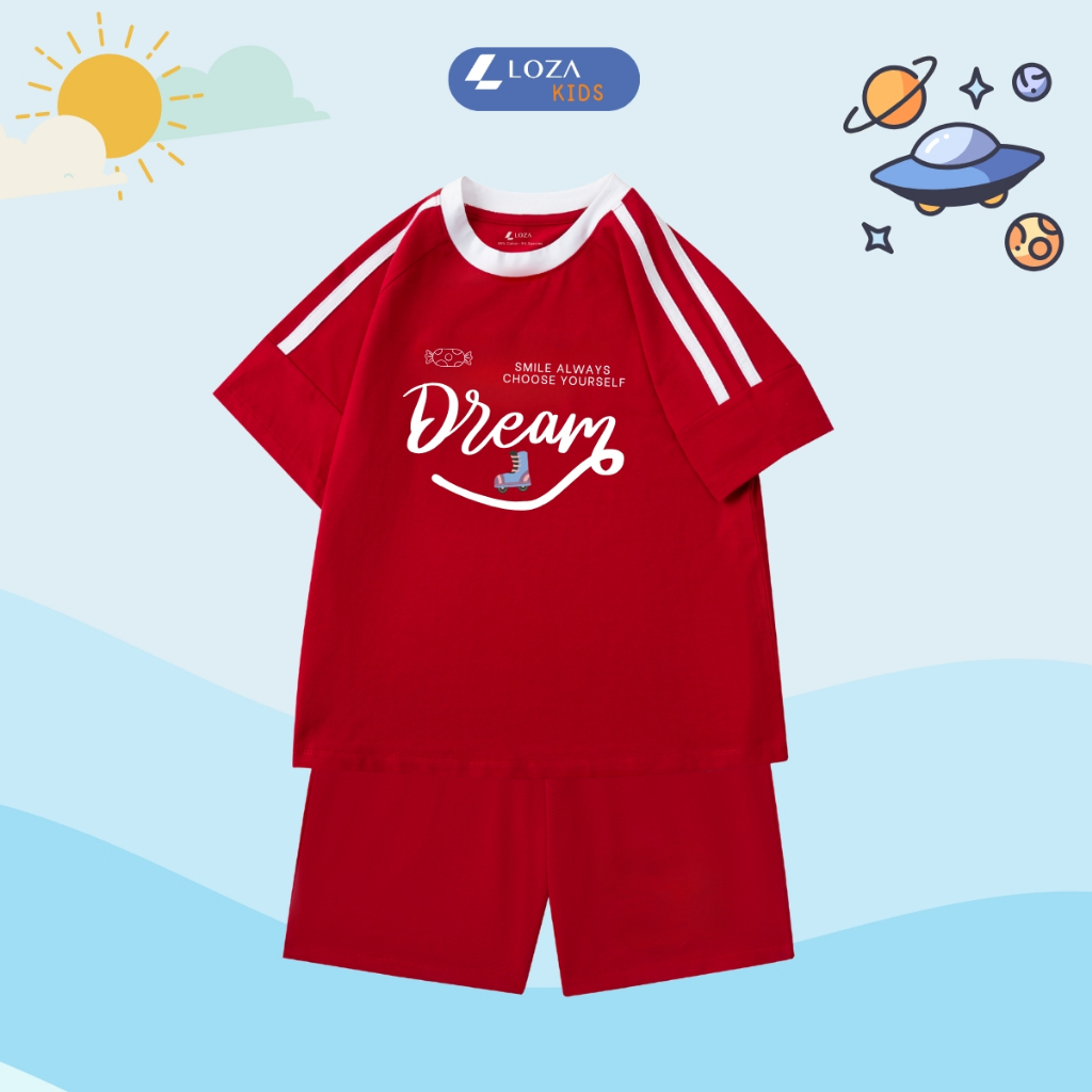 Đồ bộ bé gái phối viền in chữ  'Dream' - Loza Kids BF311_thumbnail_3