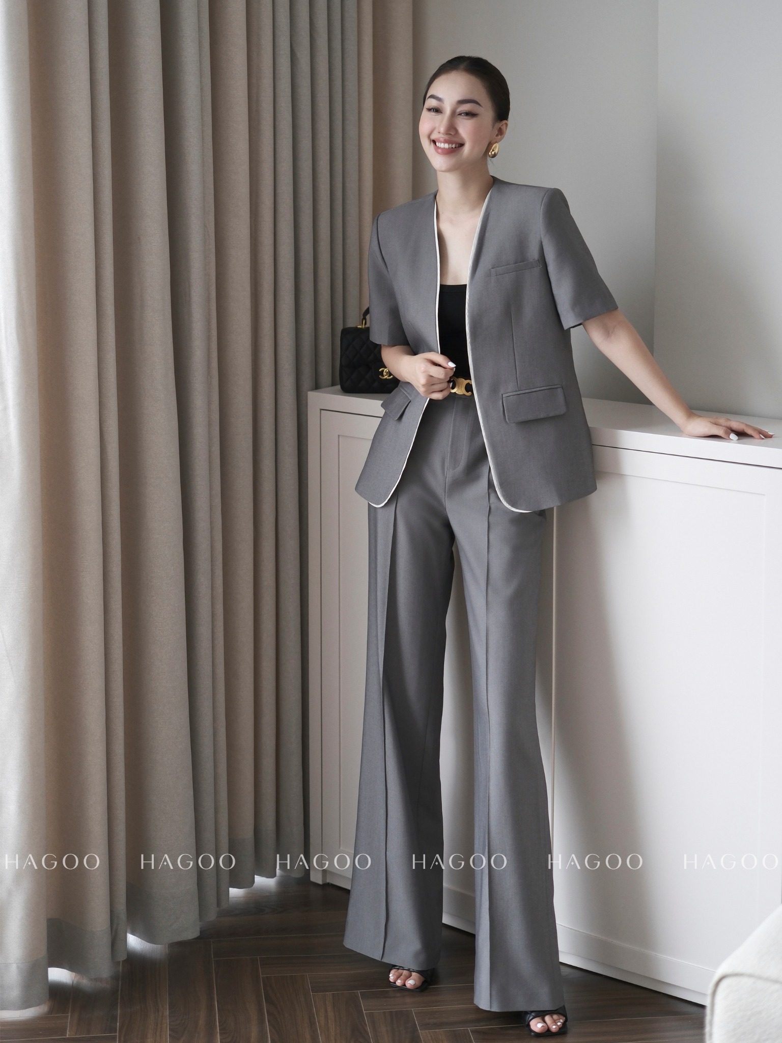 Set áo vest cộc tay và quần suông HAGOO_thumbnail_10