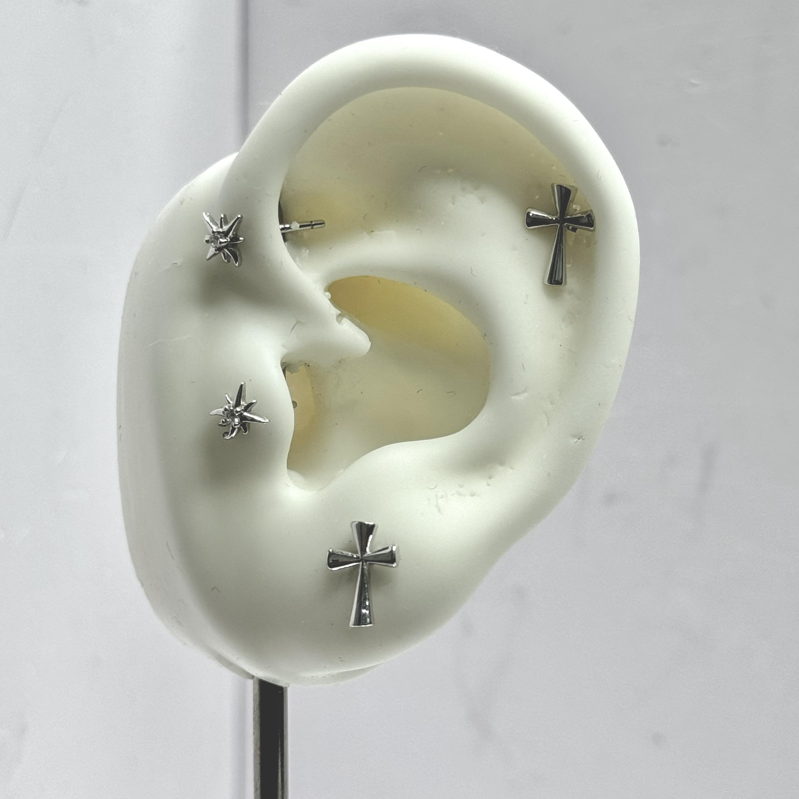 Khuyên kiểu bạc xi bạch kim hình chữ thập trơn_thumbnail_3