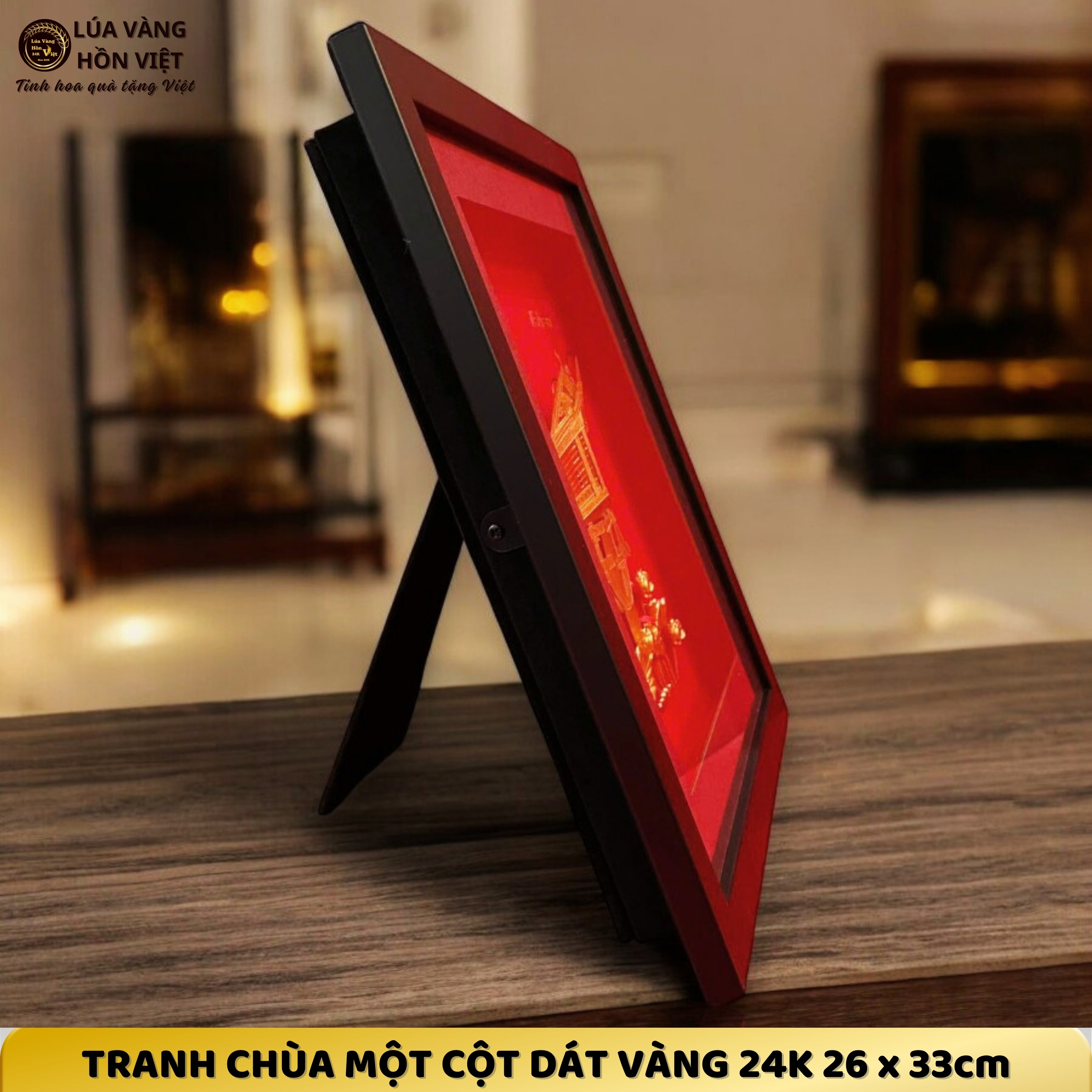 TRANH CHÙA MỘT CỘT  DÁT VÀNG 24K 26x33cm_thumbnail_3