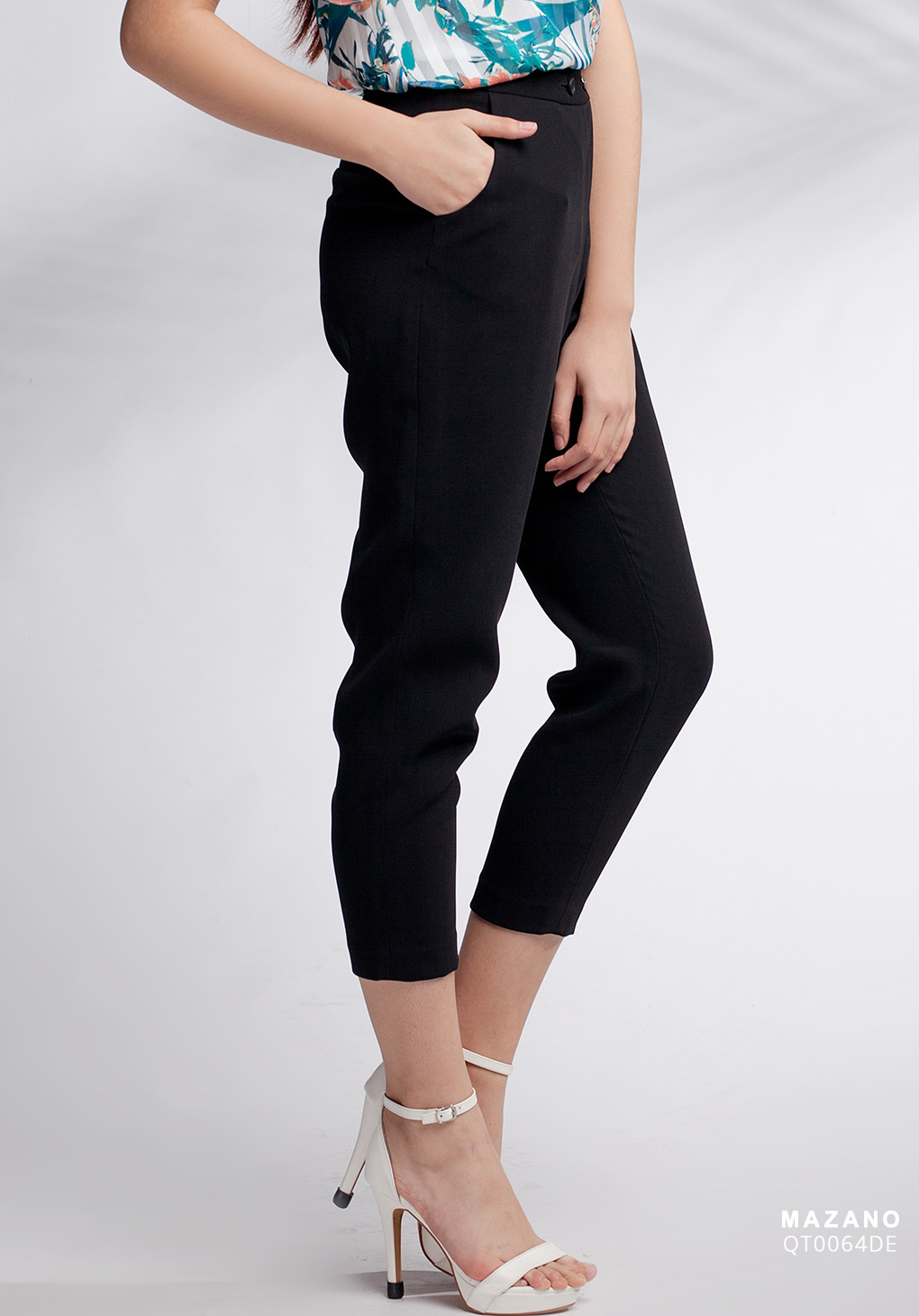 Quần ống đứng cạp tiêu chuẩn vải Tuytxi dày màu đen