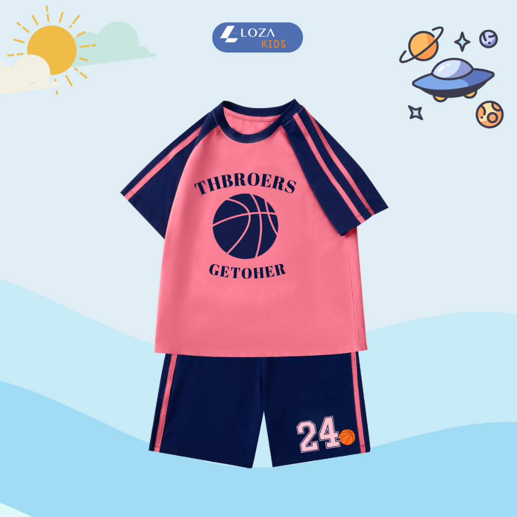 Đồ bộ bé trai phối viền in hình quả bóng số 24 - Loza BF369_thumbnail_6