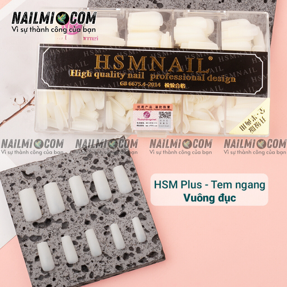 Móng úp - form vuông - màu trắng đục - HSM L1 - mặt nhám sẵn