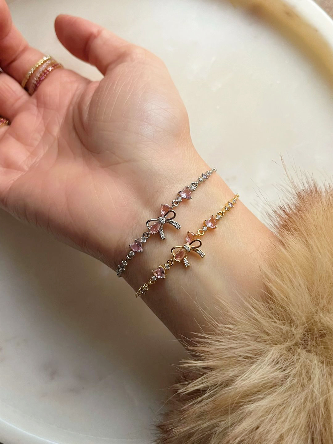 Bộ trang sức Charm nơ Đính đá trái tim_thumbnail_5