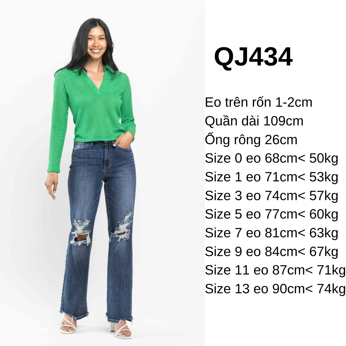 QJ434 - JEANS SUÔNG RÁCH JB