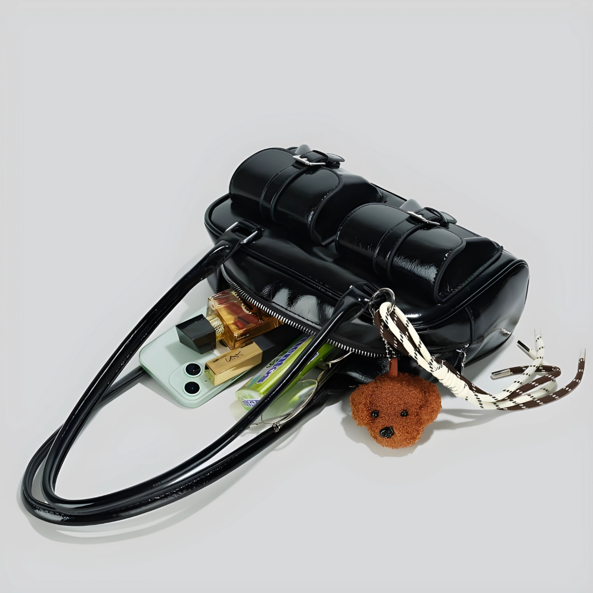 UHE Pocket Tote 2505 – da cao cấp, thiết kế 2 ngăn túi trước độc đáo, 2 màu nâu & đen thời thượng_thumbnail_3