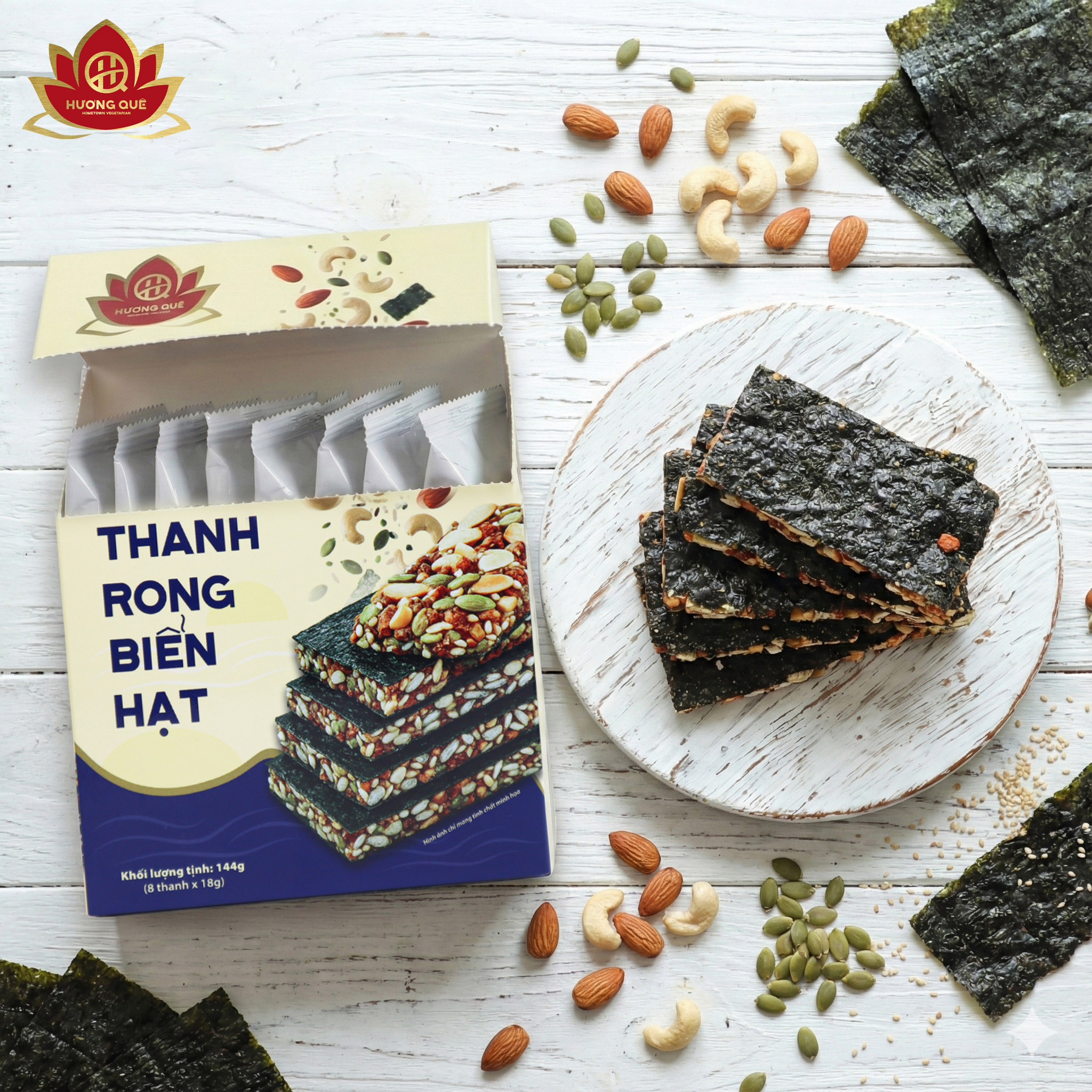 [Combo 3 món Ăn Vặt Ngon Miệng] 1 Cơm Cháy Chay Siêu Nấm Ròn Rụm 250G + 1 Thanh Rong Biển Hạt Hộp 144g + 1 Chuối Sứ Sấy Dẻo 300g_thumbnail_1