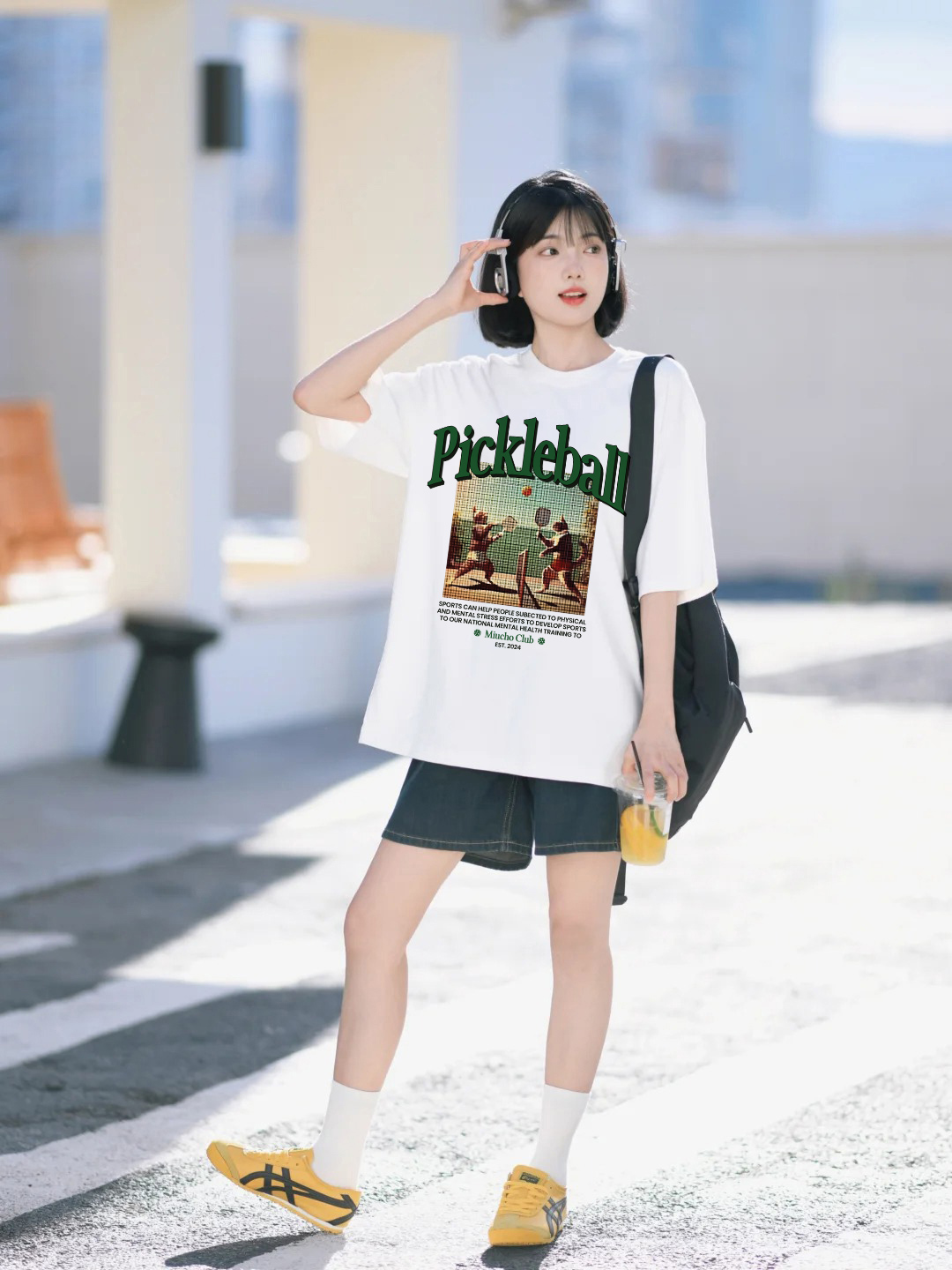 Áo thun nữ form rộng PICKLEBALL ATD1598 Miucho vải cotton 4 chiều thoáng mát cổ tròn in mix_thumbnail_5