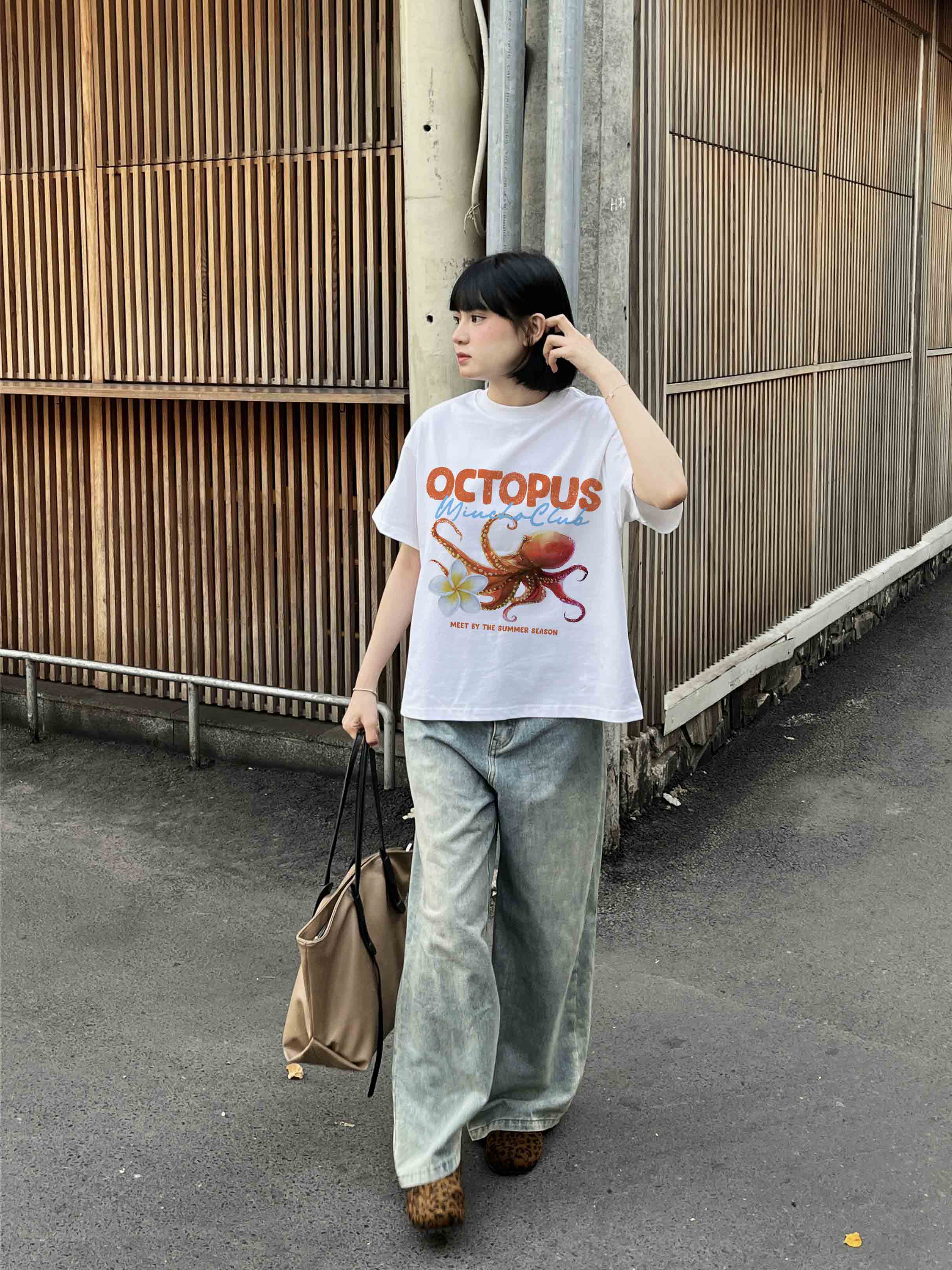 Áo thun boxy hè biển 2234 Miucho cổ tròn chất vải cotton 2c 250gsm đứng form dày dặn in mix_thumbnail_4