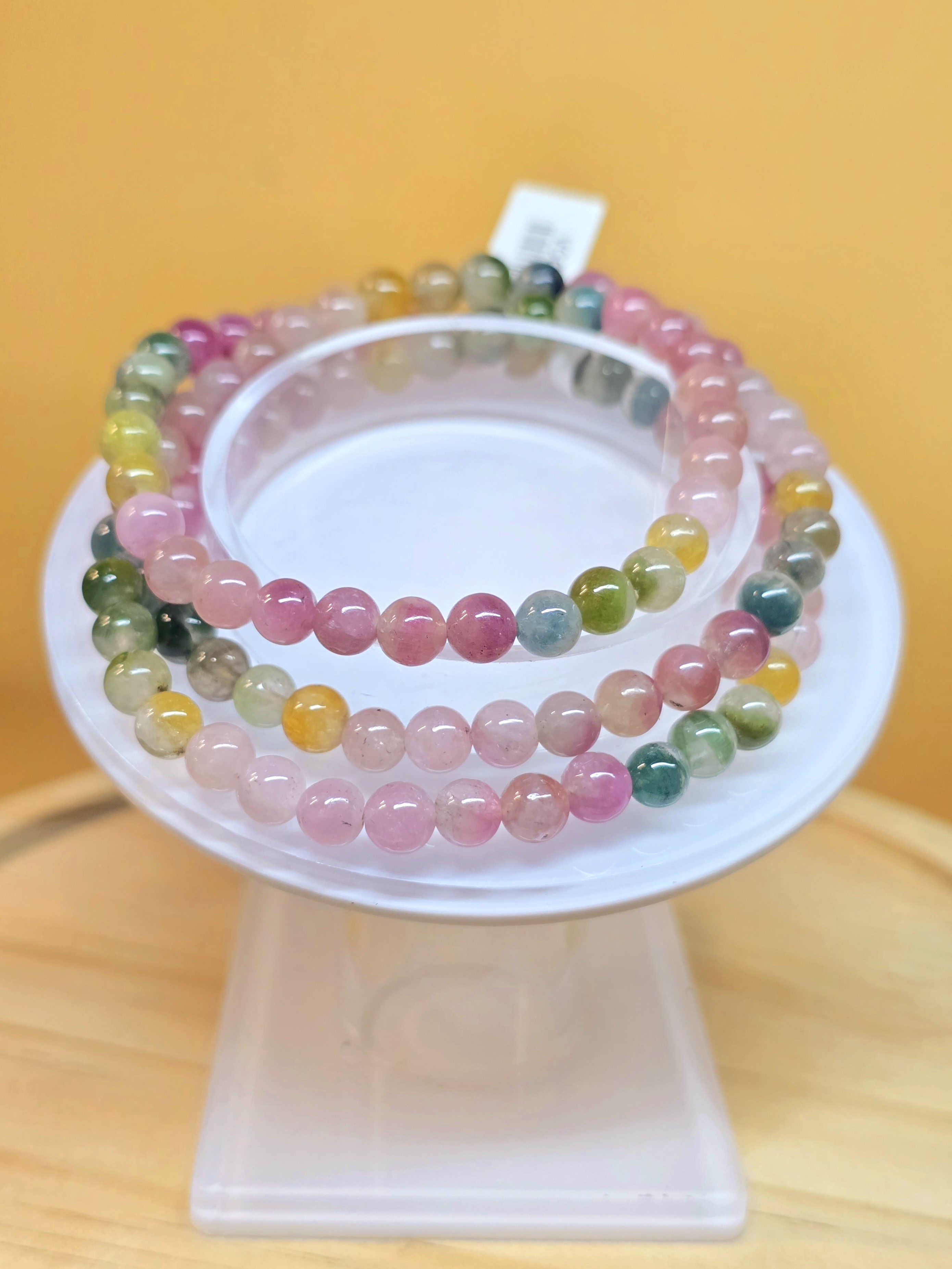 Vòng Chuỗi Quấn 3 Tourmaline Dưa Hấu Macaron Đa Sắc Premium