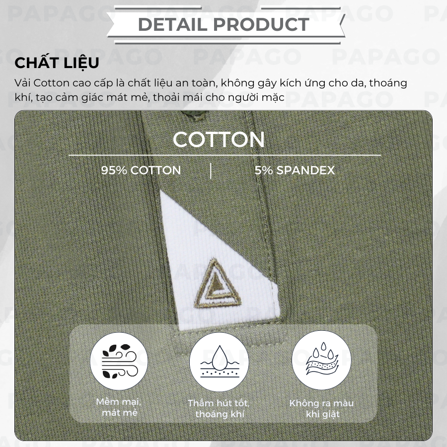 Áo polo cao cấp PAPAGO nam Trung niên vải cotton kim cương form rộng thêu logo trụ áo - P25PLCT004_thumbnail_2