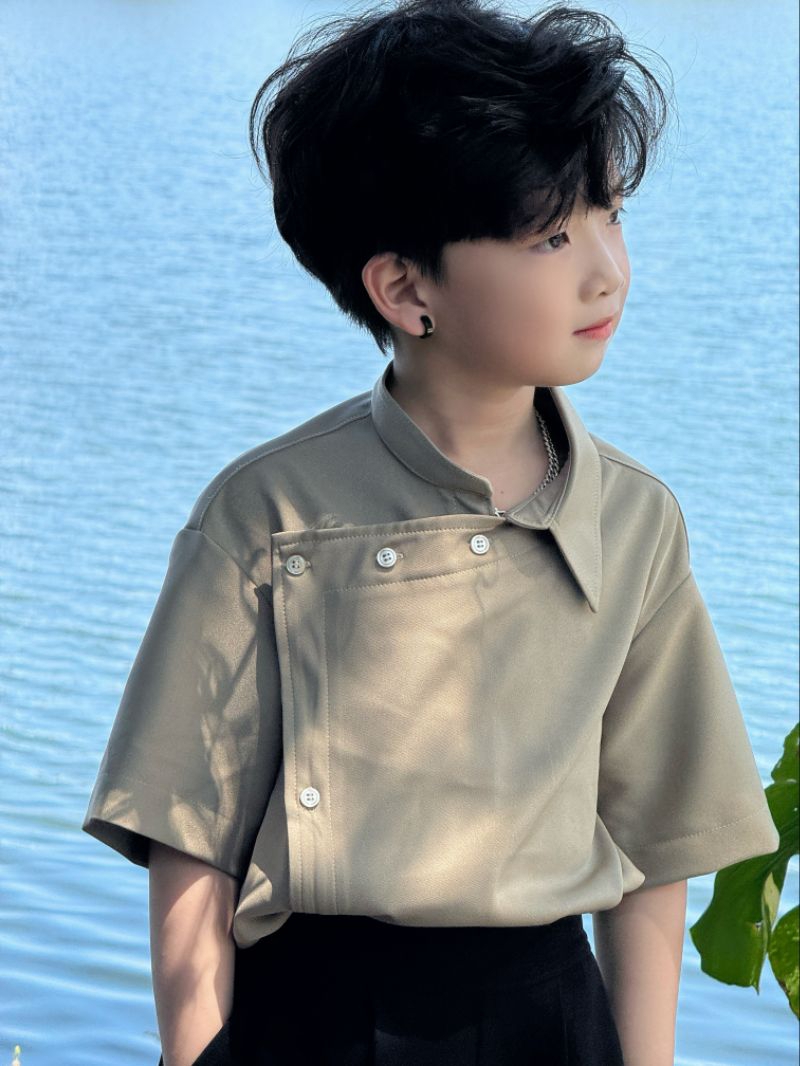 Áo Nửa Cổ Dày Dặn,Quần Suông Đen Đai Bằng Cho Bé Trai._thumbnail_3
