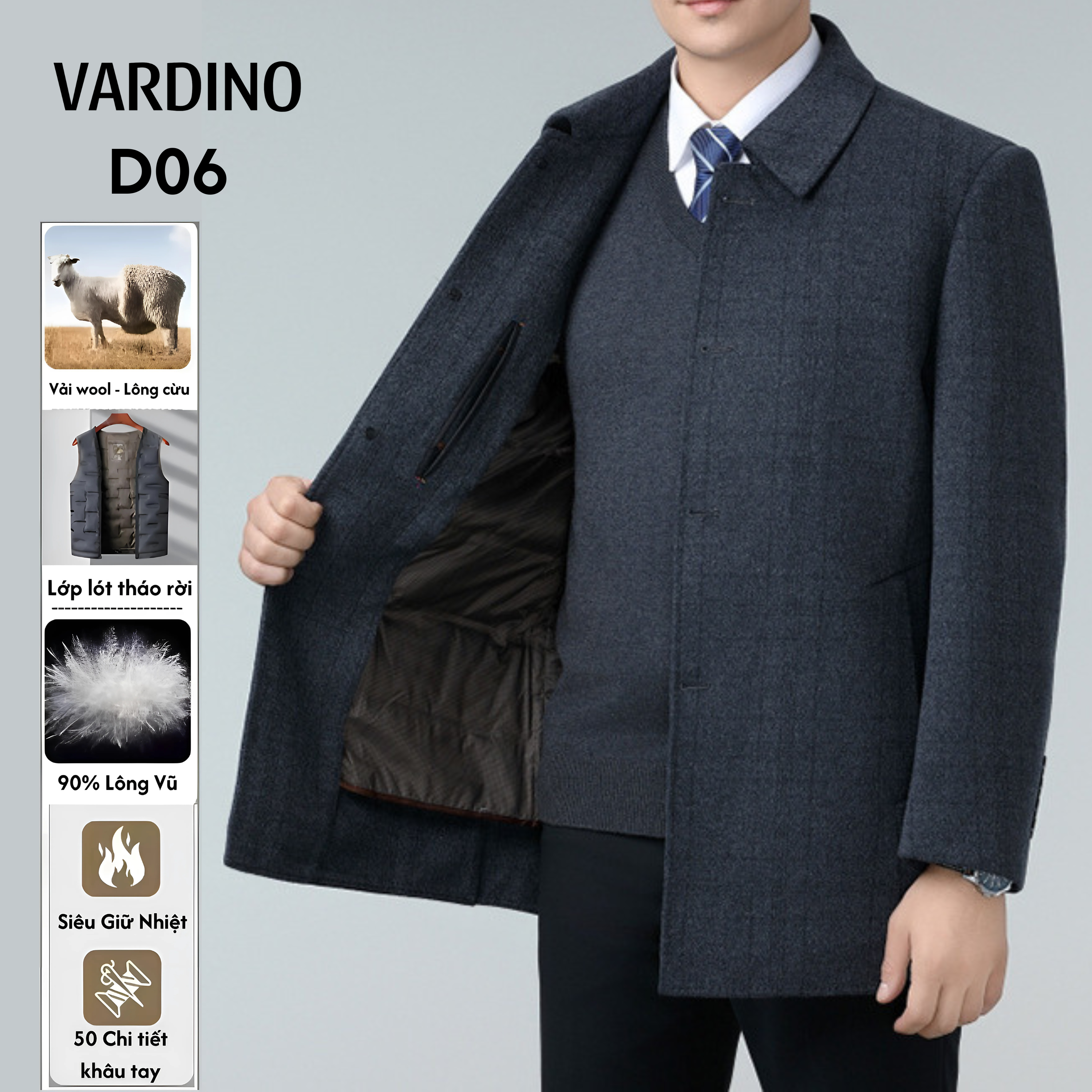 Áo khoác Mangto lót lông vũ, lông cừu D06_thumbnail_2