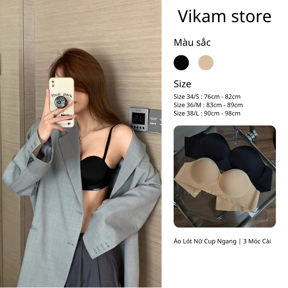 [Mã CK05] Áo Ngực Nữ Đệm Mỏng Áo Lót Nữ Cup Ngang Bản To Ôm Vòng 1 Vikam_thumbnail_0