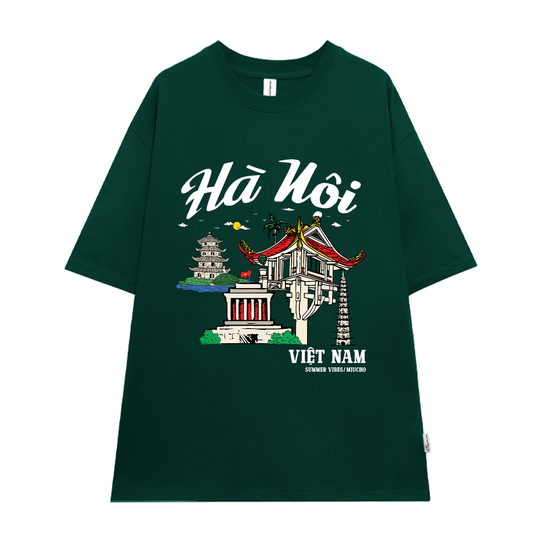 Áo thun du lịch Hà Nội ATD1264 Miucho vải cotton thoáng mát in mix_thumbnail_11