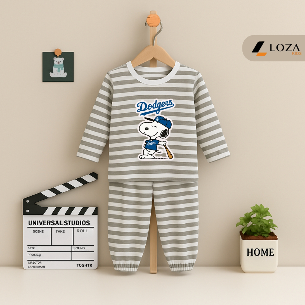 Bộ Thu - Đông kẻ bé trai in hình Snoopy - Loza TK549_thumbnail_8