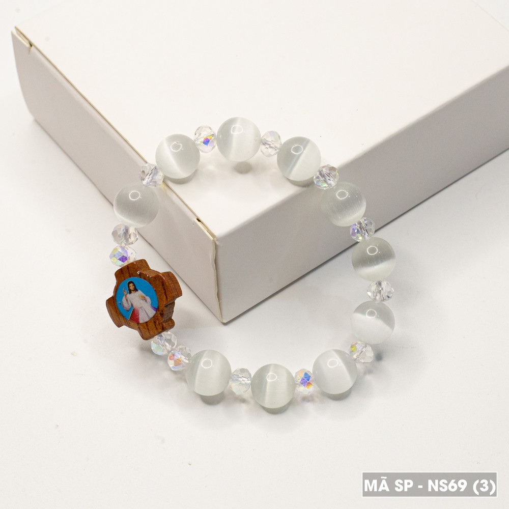 Vòng Mân Côi - Tràng hạt đeo tay đá mắt mèo 10ly NS69-2 Quà tặng Công Giáo, GIÁNG SINH, Lễ quan thầy, sinh nhật