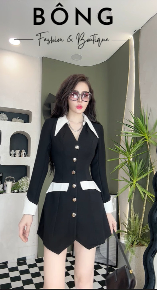 đầm vest cổ nhọn