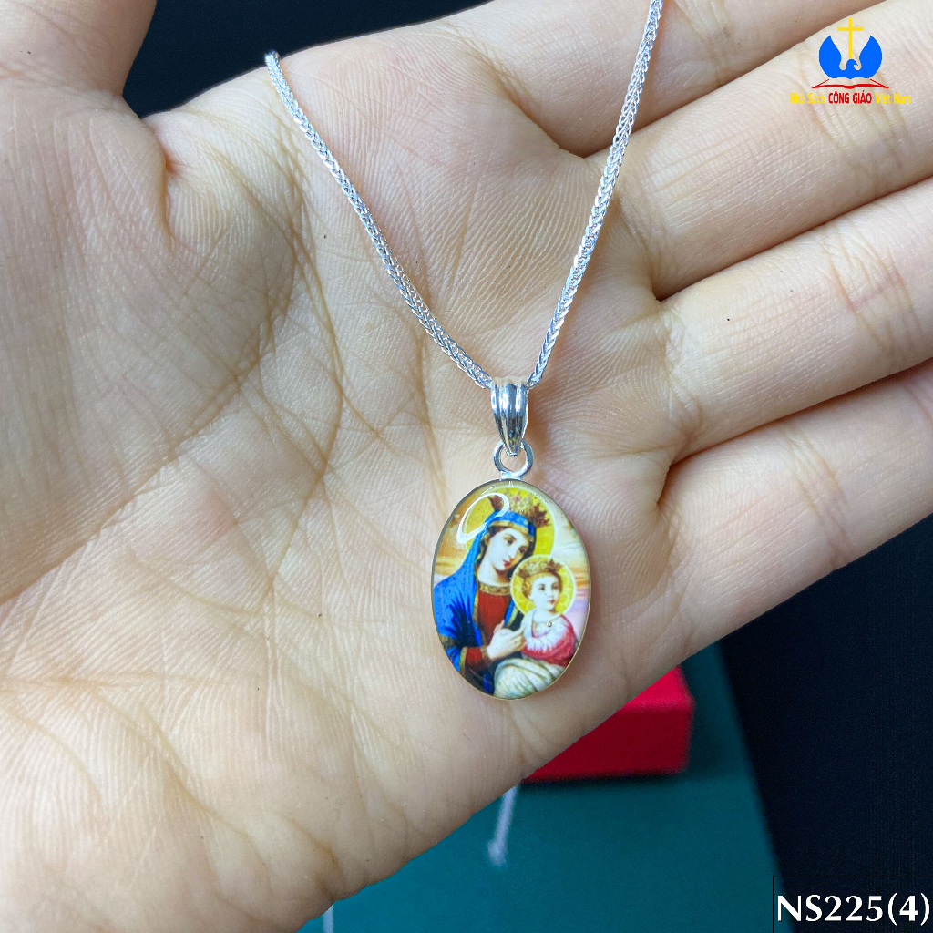 Mẫu ảnh bạc Đức Mẹ Maria - Mặt dây chuyền NS225-3 In hình theo yêu cầu - Quà tặng Công Giáo_thumbnail_3