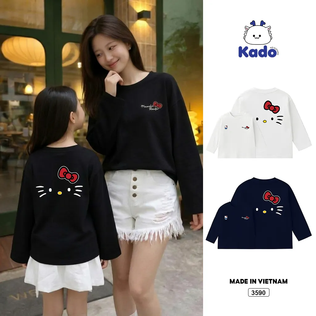 Áo thun trẻ em form rộng tay dài vải cotton thoáng mát Kado 3590