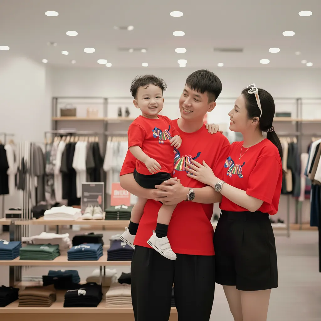 Áo thun gia đình Tết Bính Ngọ Kado vải cotton co giãn thoáng mát dày dặn form rộng 2905_thumbnail_7