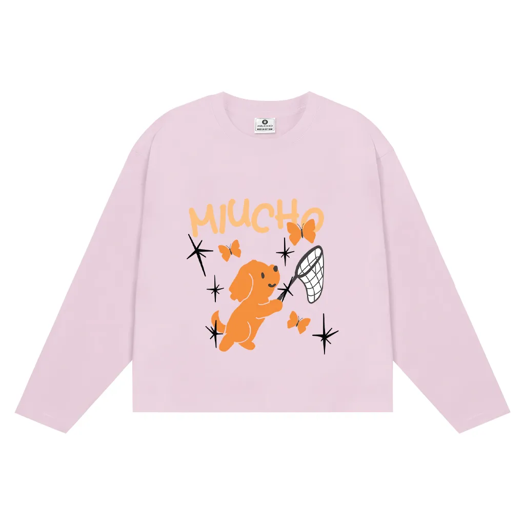 Áo thun boxy nam nữ Miucho chất vải mềm mại thoáng mát cún bắt bướm in mix 2834_thumbnail_14