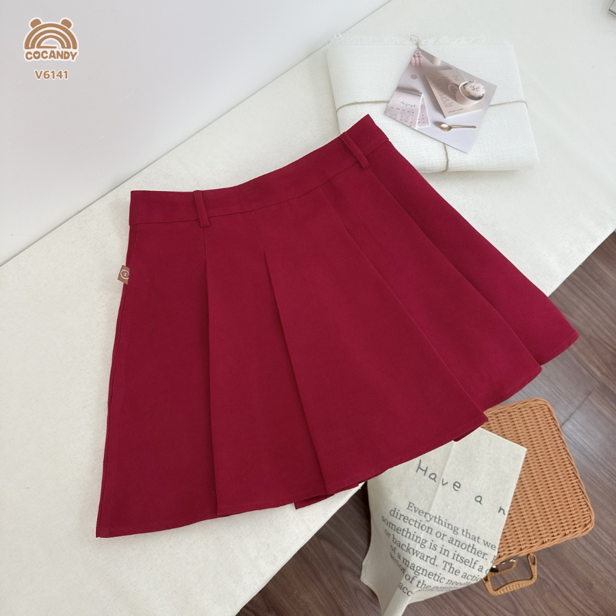 Chân váy cộc ĐỎ xếp li NỮ