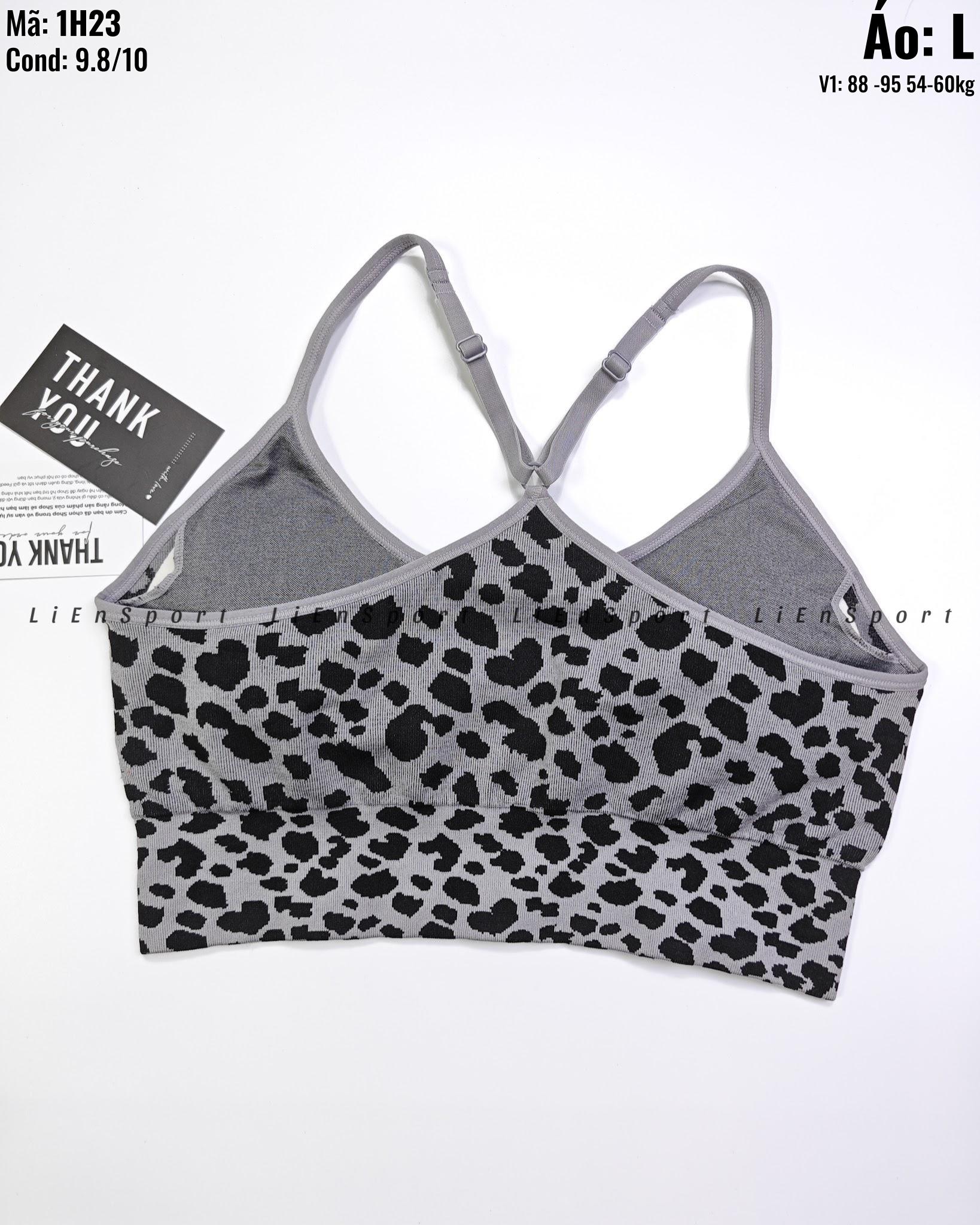 Pro-fit Áo bra thể thao lưng chữ X Nữ Size L Xám đen họa tiết da báo Auth 2nd Không gọng mút Dây vai tăng đơ Chất liệu co giãn thấm hút mồ hôi Thoáng khí Phù hợp yoga gym chạy bộ Mã:1H23_thumbnail_2