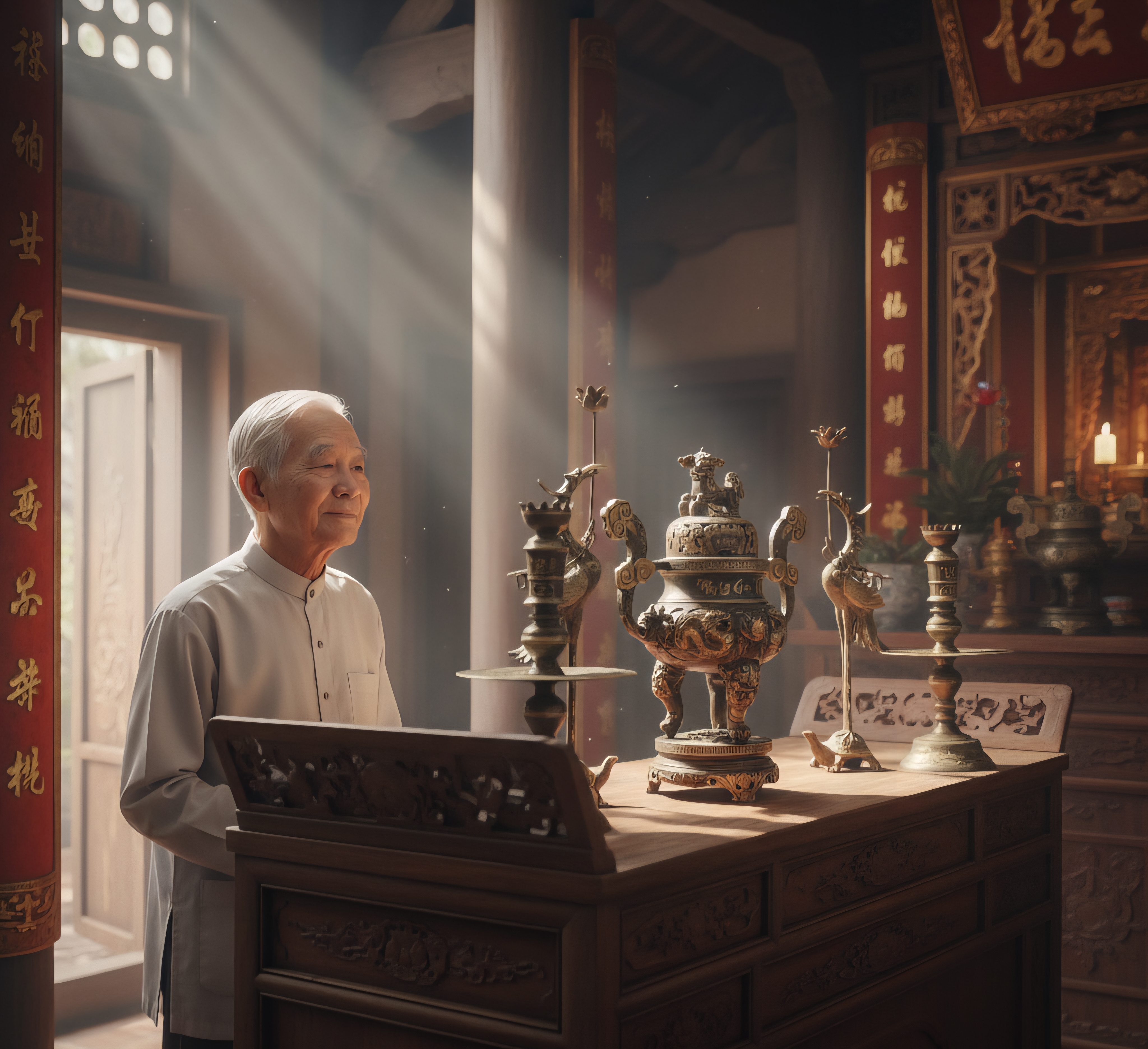 Bộ thờ ngũ sự mua bên cửa hàng rất đẹp_1