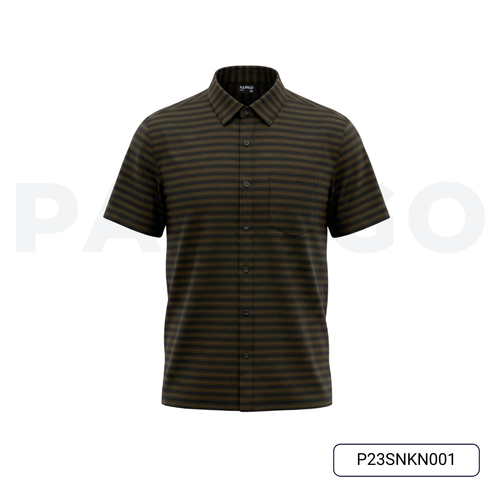 Áo Sơ Mi Nam Trung Niên Tay Ngắn Lai Ngang PAPAGO Cao Cấp Cotton Kẻ Ngang Form Rộng Thoải Mái P23SNKN001_thumbnail_17