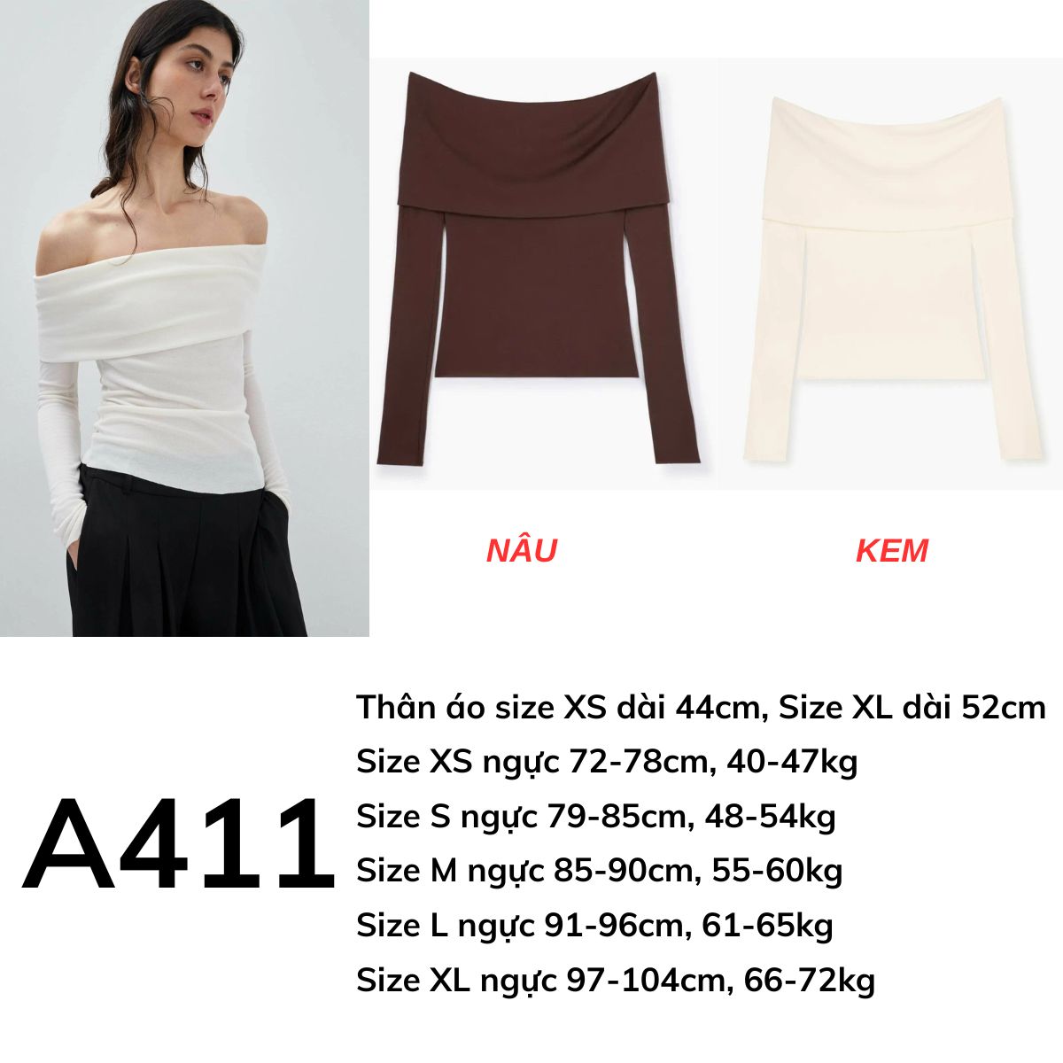 A411 Áo bẹt vai GJ