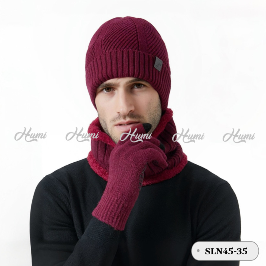 COMBO LEN GIỮ ẤM CHO NAM (SLN45-35 ĐỎ ĐÔ)