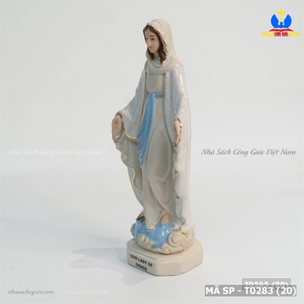 Tượng sứ Đức Mẹ Ban Ơn 15cm Trắng ✔_thumbnail_3