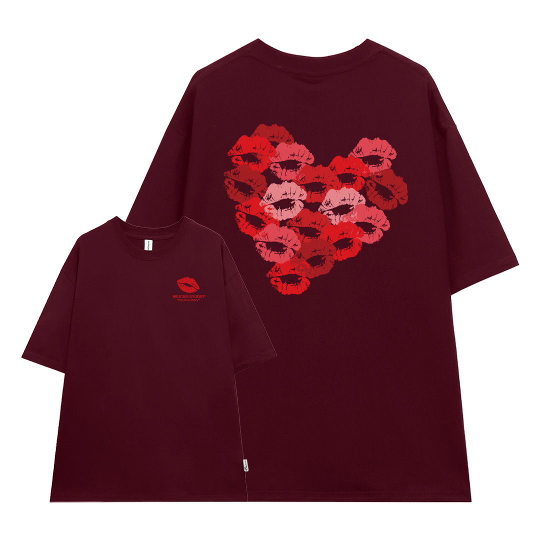 Áo thun cặp đôi couple trái tim from rộng ATD1381 Miucho vải cotton thoáng mát cổ tròn in mix_thumbnail_16