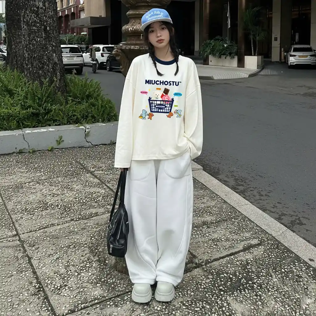 Áo thun unisex form boxy Miucho vải dày dặn thoáng mát tay dài phối cổ mix màu 2811_thumbnail_5