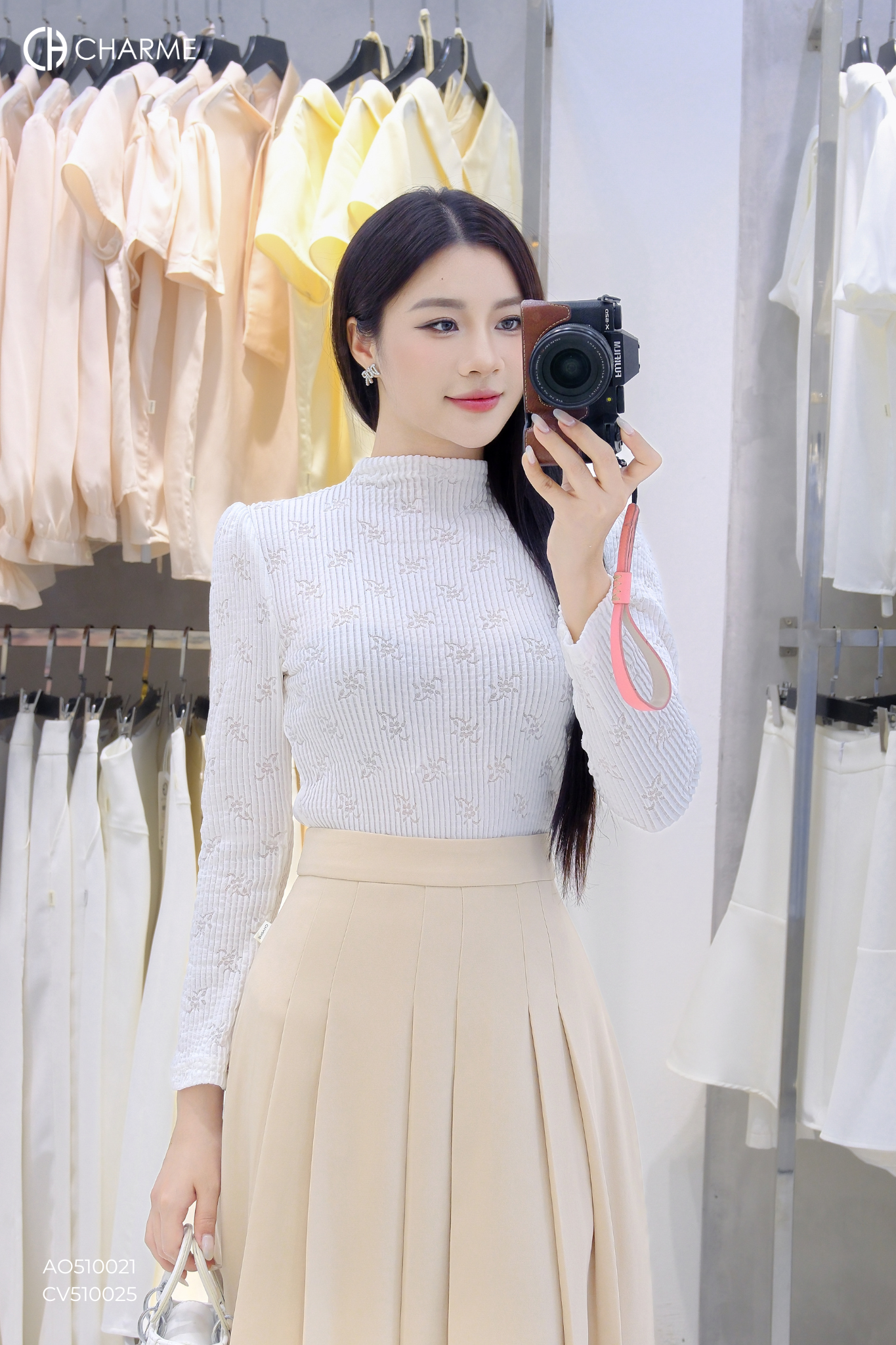 Áo tay dài bồng cổ 3 phân