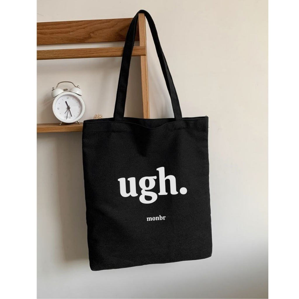 Túi tote màu đen mẫu chữ đơn giản - Túi tote vải canvas 33x37 có khóa kéo đựng vừa A4, laptop Loza TOTE19_thumbnail_10