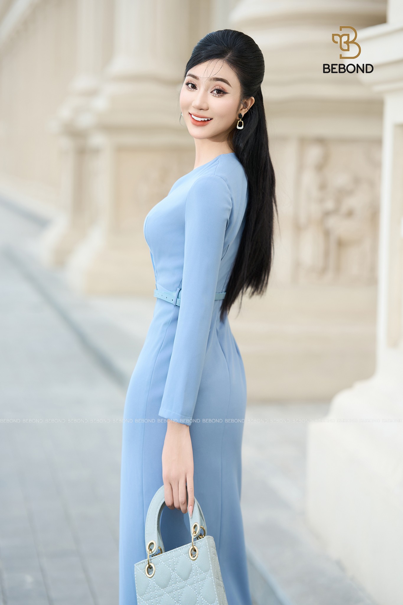 Đầm ghi phối đai CLORA DRESS_thumbnail_8
