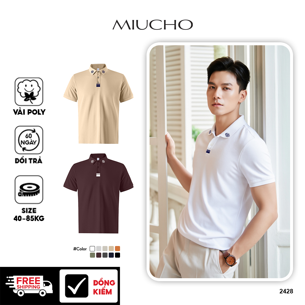 Áo polo nam basic in artwork PLCSD2428 Miucho Iconic chất vải cá sấu co giãn bền đẹp
